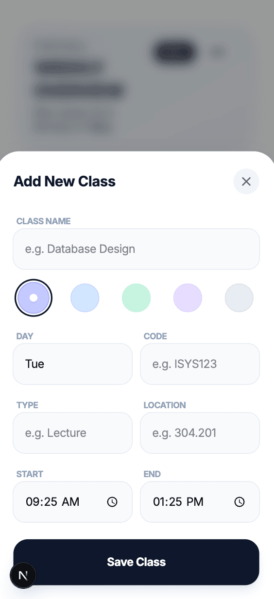 CampusDot screenshot - timetable