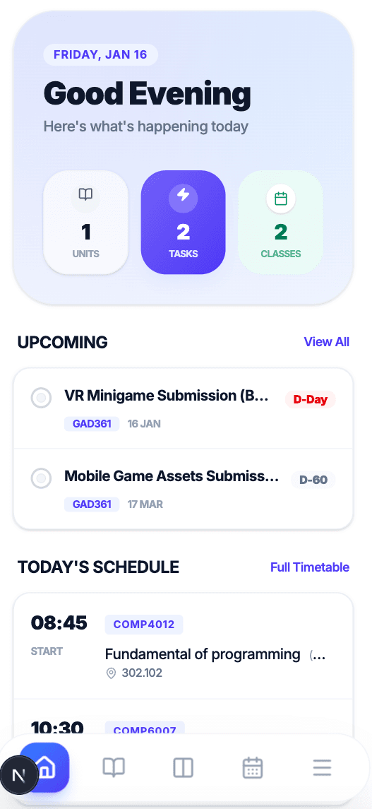 CampusDot app home
